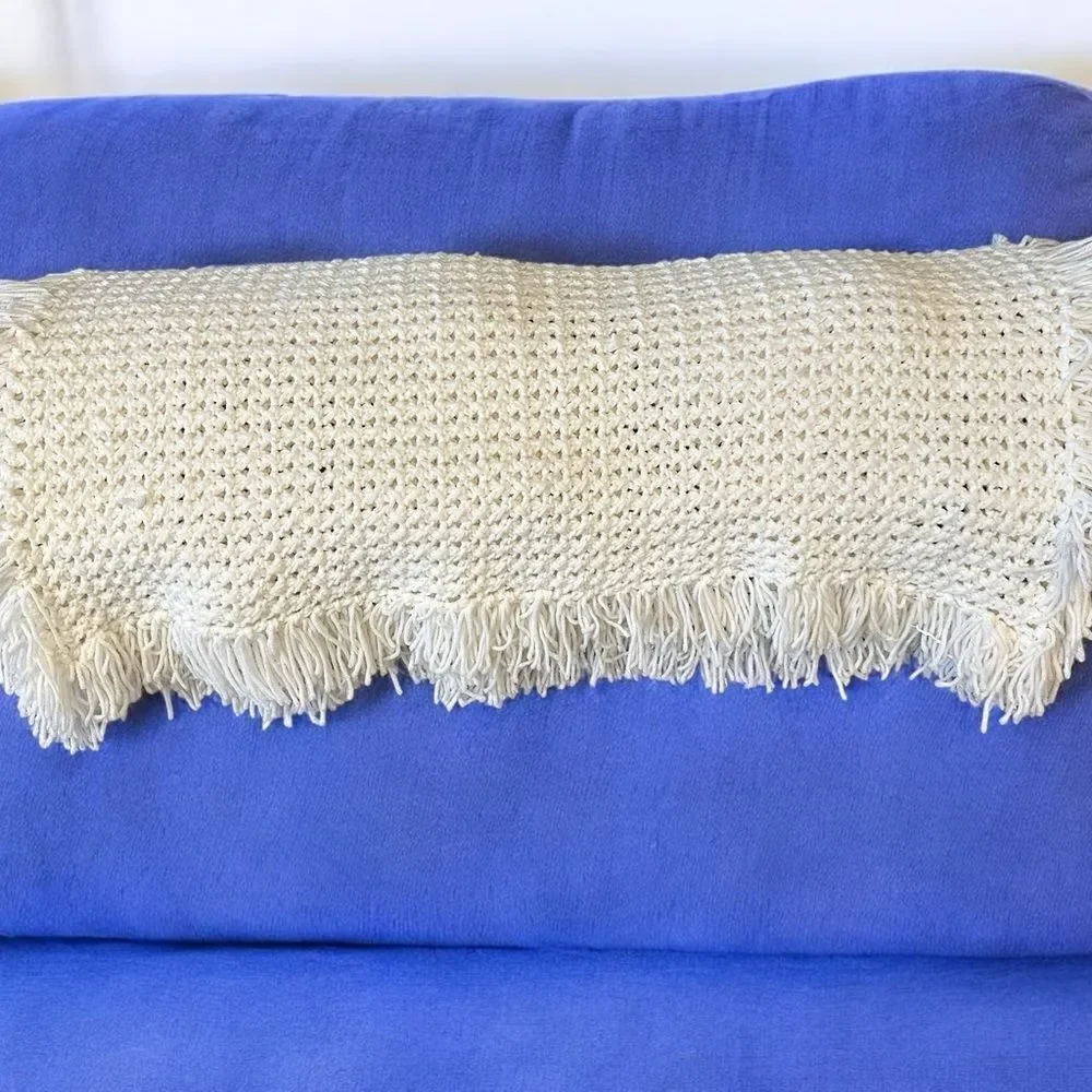 Handmade Afghan white baby Blanket